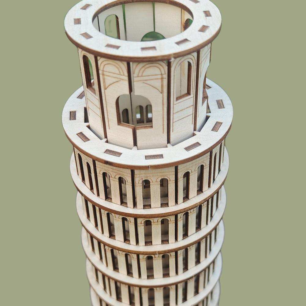 3D Wooden DIY Three-dimensional Pisa Leaning Tower Puzzle Adult Unzip Assembling Holiday Gift Decoration Model