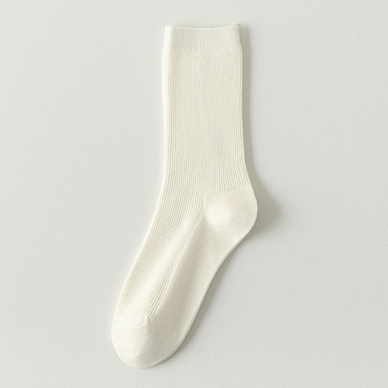 Gray Socks Pure Cotton Stacking Socks Spring And Autumn Thin Solid Color Double Needle Boneless Cotton Sweat-Absorbing Deodorant Medium Tube Socks