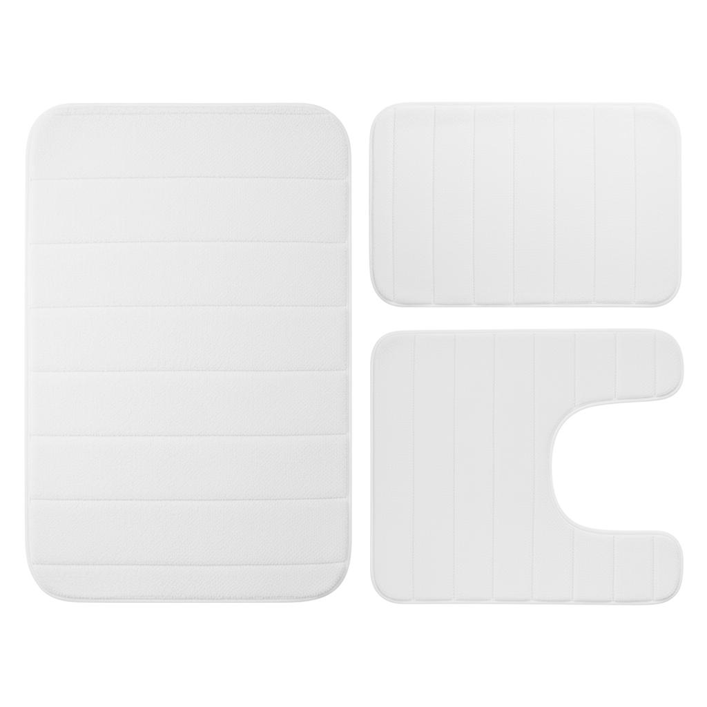 Set di 3 Tappetini da Bagno in Velluto con Memory Foam Assorbenti Antiscivolo Extra Morbidi Lavabili in Lavatrice e Asciugatrice Tappetino per Pavimento del WC