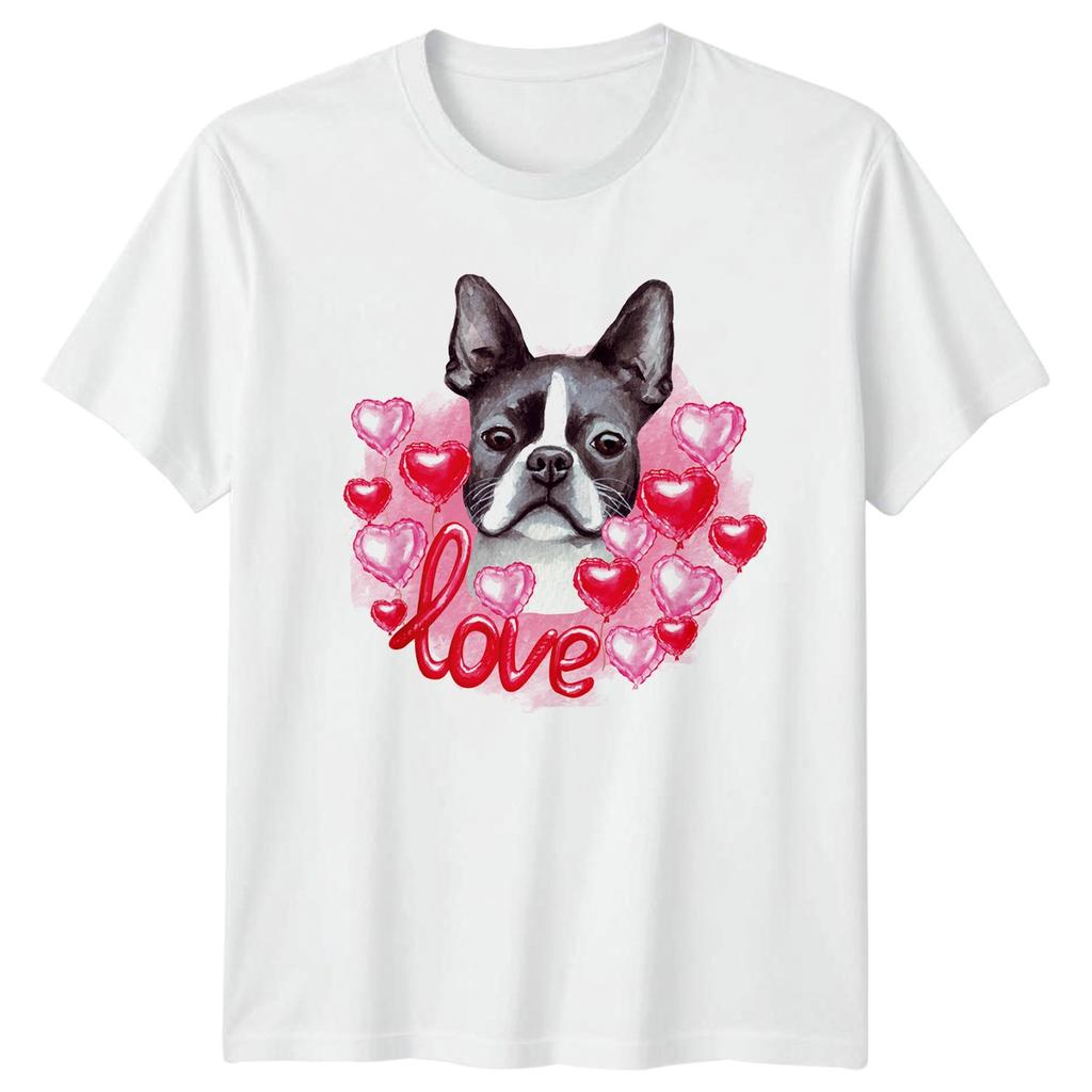 Boston Terrier Dog Love Watercolor TShirt Boston Terrier Dogs Valentines Day