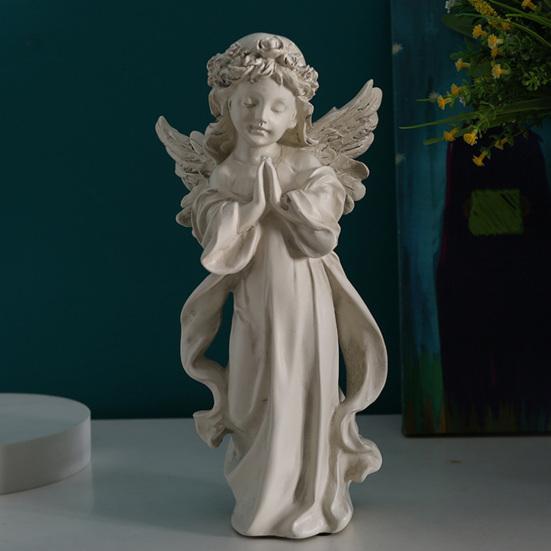 Estatua de Ángel de la Guarda Resina Figura de Ángel Pequeño Recuerdo Curación Simpatía Regalo para Estante Hogar Sala de Estar Escritorio Oficina Decoración