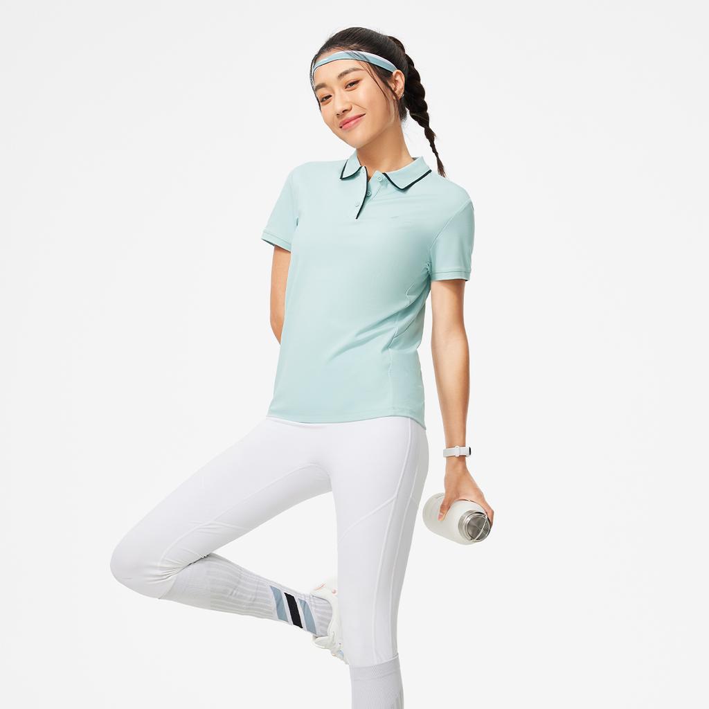 Li-Ning Polo de sport confortable évacuant l'humidité pour femmes Hauts Vert plume APLU158-3