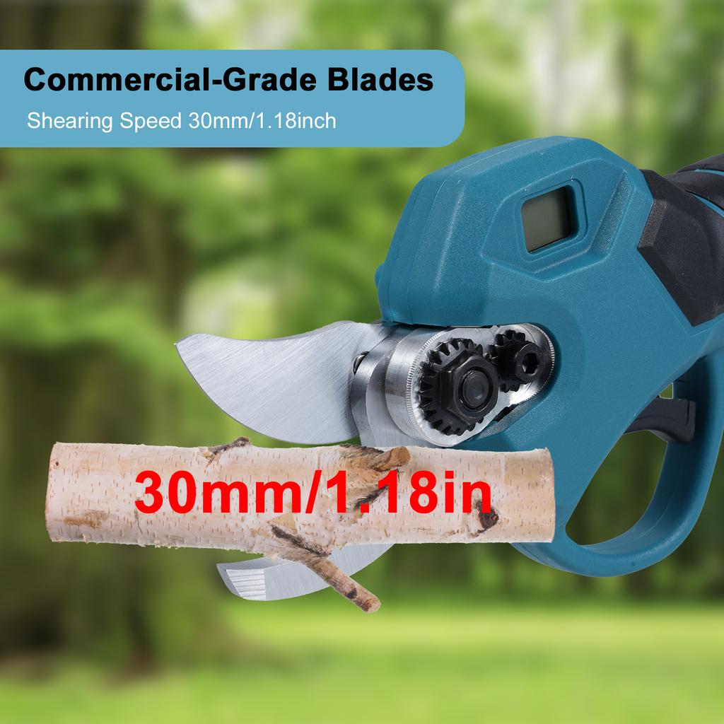 18V Electric Pruning Shears Brushless Motor Portable Cordless Branch Cutter Tree Trimmer with LCD Display 30mm 1.2inch