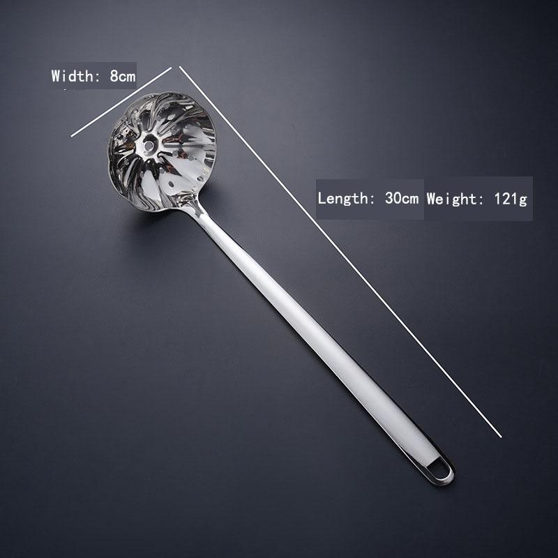 Nerezová naběračka na horký hrnec cedník naběračky Hotpot polévková naběračka lžíce list lotosu tvarovaná dlouhá rukojeť cedník kuchyňská pomůcka na vaření