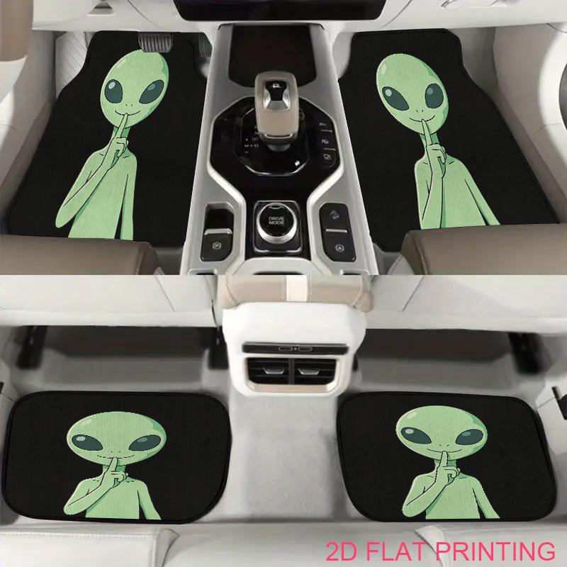 4pcs Alien-Themed Car Floor Mats Stylish Printed Design Perfect For Summer Road Trips And Everyday Driving Use