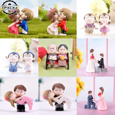 1set Mini Hocker Liebhaber Altes Paar Tiere Haus Baum Fee Garten Miniaturen Terrarium Action-figuren DIY Micro Landschaft Dekor