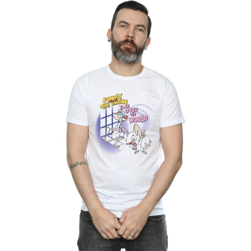 Absolute Cult Animaniacs Men's Pinky and The Brain Take Over The World T-Shirt