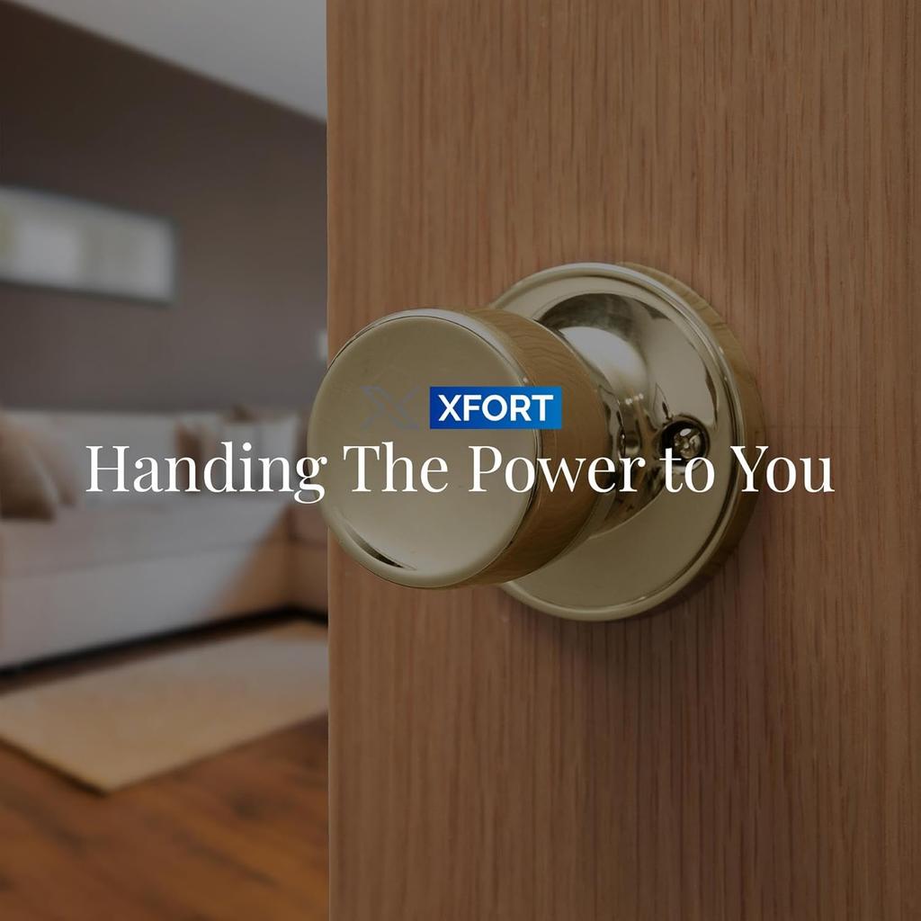 Entrance Knob Set Polished Chrome, Door Knob with Lock for Internal Wooden Doors, Complete Set with Tubular Latch and 3 Keys