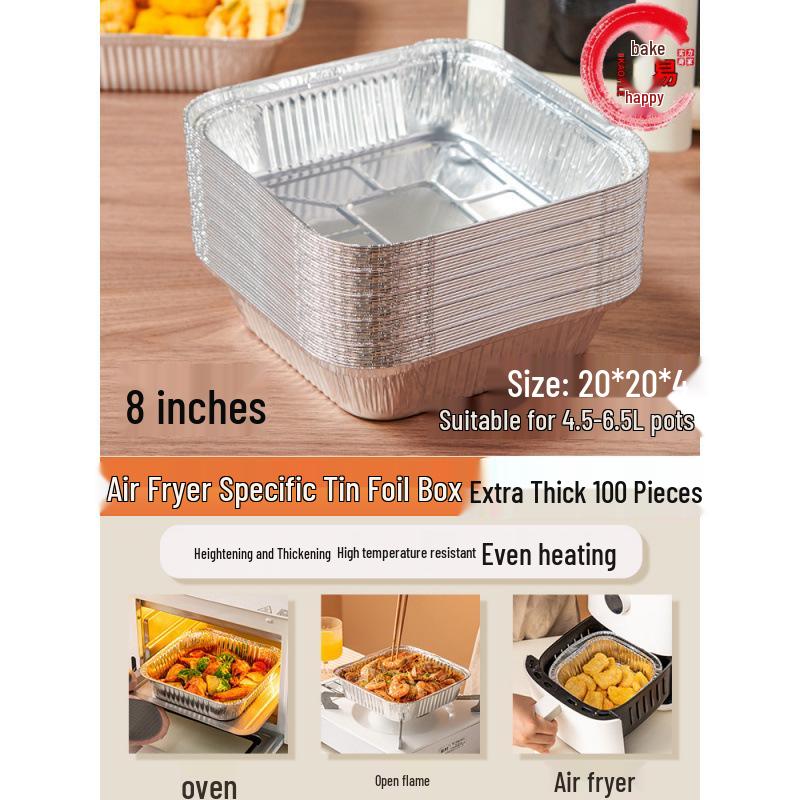 Food Grade Square Tin Foil Bowls for Air Fryer and Oven Baking