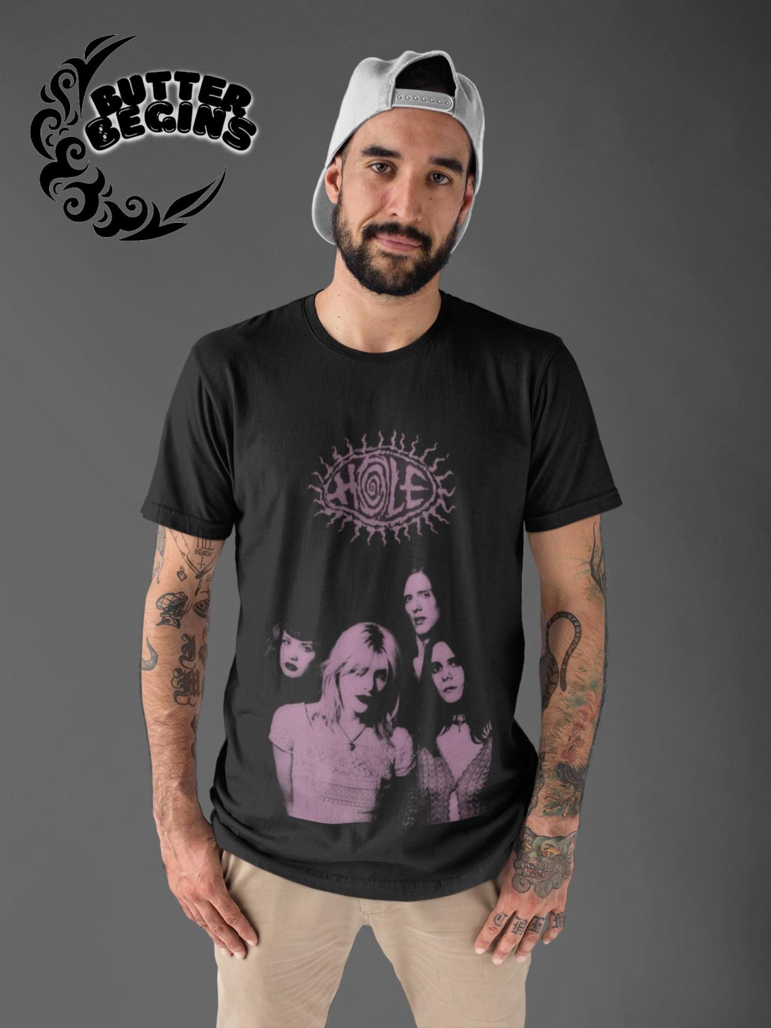 Hole Band T-Shirt, 90s Retro Graphic Tee, Unisex Cotton Shirt 2XL