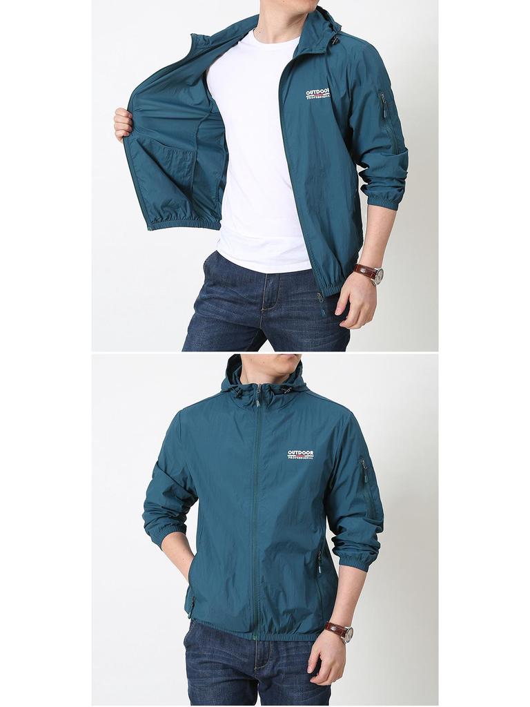 Men's Summer UV-Protection Quick-Dry Hooded Windbreaker – Lightweight, Breathable Fishing Jacket