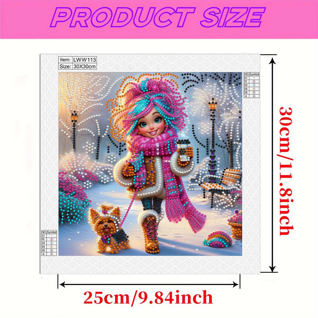 Snow Girl 5D DIY Diamond Art Painting Kits for Gift Home Wall Decor Diamond Art Kits DIY Gem Art Diamond Painting Kits 30x30cm