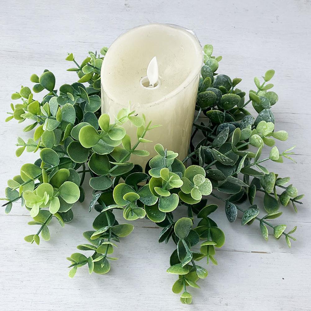 25CM Wedding Candle Rings Handmade Artificial Greenery Wreath Suitable For Door Wall Window Desktop Center Decorations