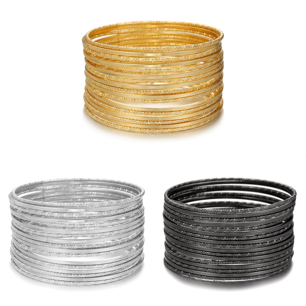 European Style Metal Bangle Set With Geometric Design For Womens Fashion Accessories