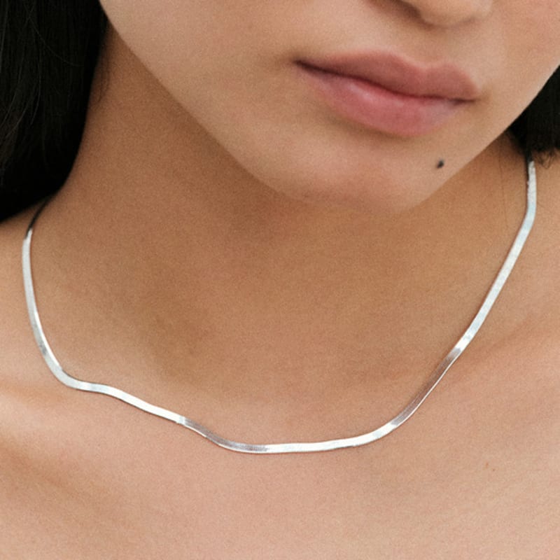 Another Layer 3mm Flat Necklace (silver925)(2color)