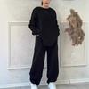 2024 Women's Casual Solid Color Round Neck Long-Sleeve Pocket Sweatshirt Set