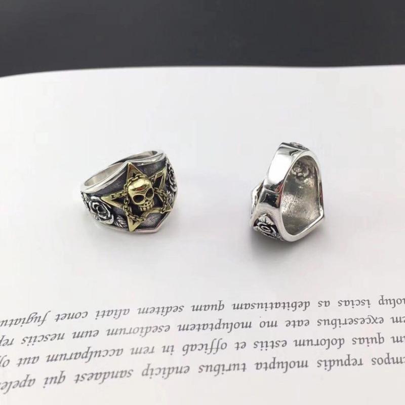 Skeleton head ring man, domineering retro fashion, adjustable opening, food ring accessory gift