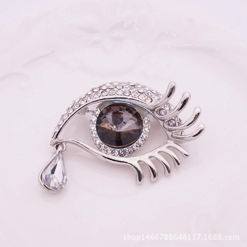 Waterdrop Crystal Eyes Brooches For Women Rhinestone Enamel 4-color Eyes Office Causal Brooch Pins Gifts