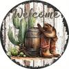 Retro Cowboy Cactus Metal Sign Western Wall Decor