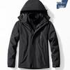 Herren 3-in-1 Abnehmbares Fleecejacken-Set, Rein Schwarz, Warm & Kältebeständig für Herbst/Winter.