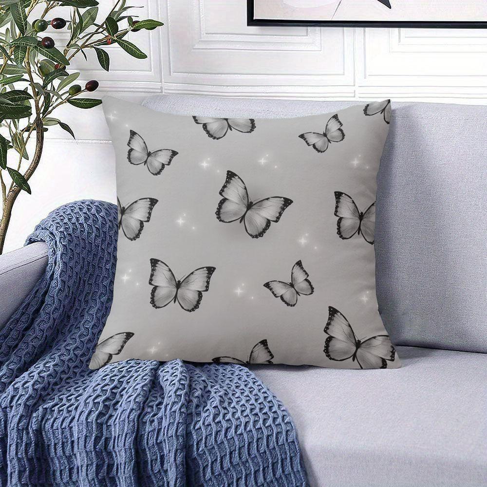 Monochrome Butterfly Square Jacquard Pillow Cover for Sofa Office Waist Cushion Cover Home Decorative Pillowcase