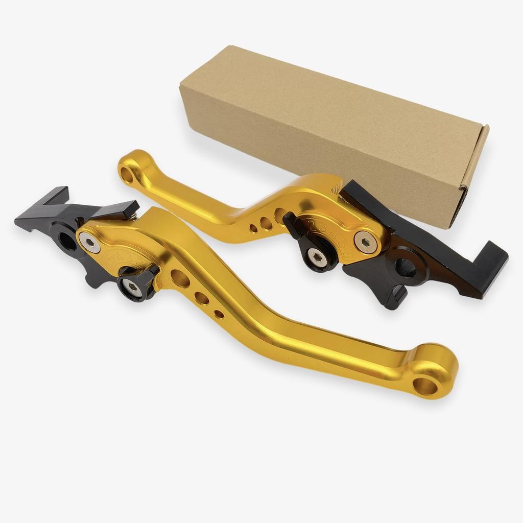 Motorbike Brake Lever,1 Pair Universal Adjustable Aluminum Modification Double Disc Clutch Brake Levers for Most Motorcycle Scooter Electric Bike