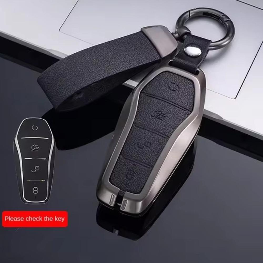 Zinc Alloy Car Key Case 4 Butoons Easy To Install Remote Fob Holder For Byd Song Plus Atto 3 Han Ev Tang Dm Qin Seal Dolphin