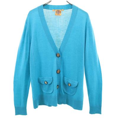 Long Sleeve V Neck Knit Cardigan XL Light Blue Women Used