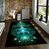 "Glowing Green Tree of Life Mystic Design Abstract Black Carpet" Suitable for use as an anti-slip for living room bedroom sofas