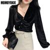 Elegant Women's Blouses Velvet Woman Tops Women  Shirt Blouse Chemise Femme Blusas Blusa Feminina Long Sleeve Top Female Mujer