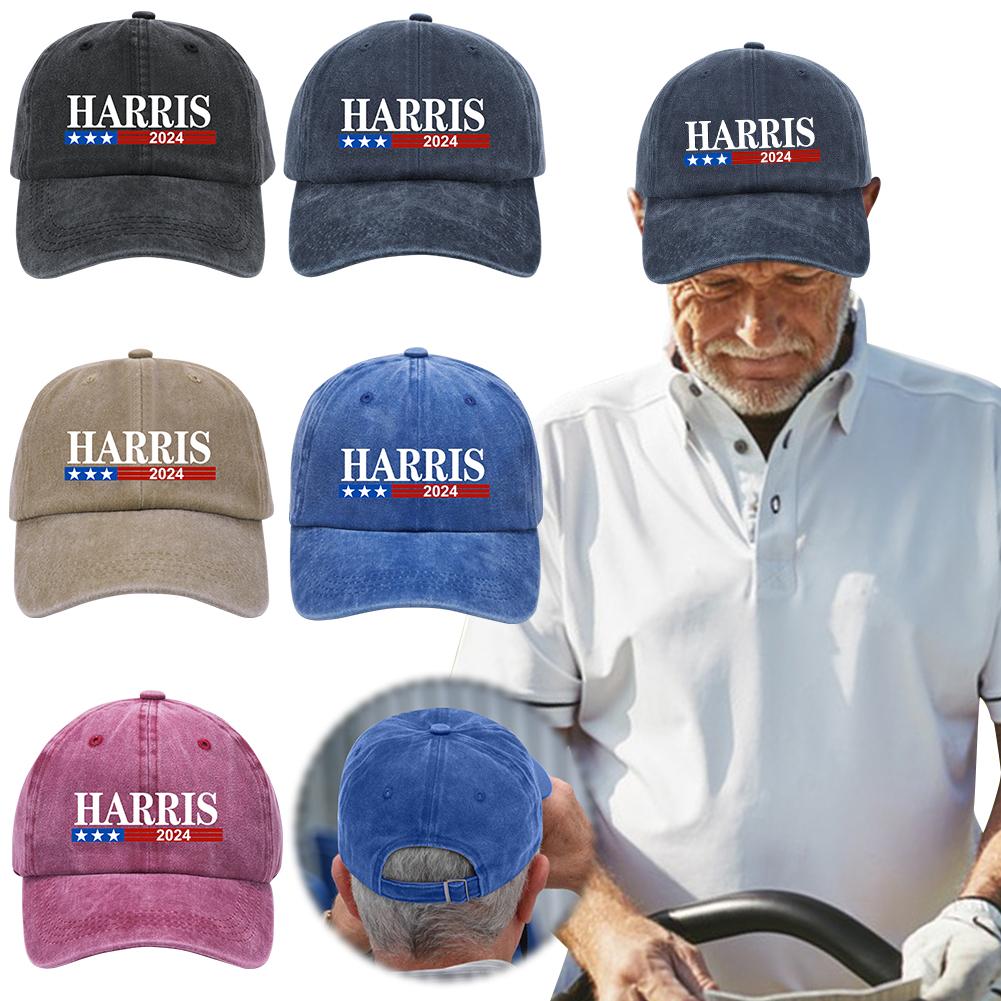 Harris Presidential Election Cap Trucker Hat Breathable Cotton Distressed Cap Adjustable Unisex Baseball Hat for Hiking Fishing