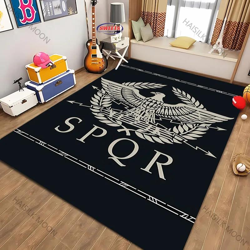 1PC Mysterious Roman Logo Print Carpet Living Room Bedroom Office Bedside Bathroom Floor Mats Home Decor Rug Gift Quick Arrival