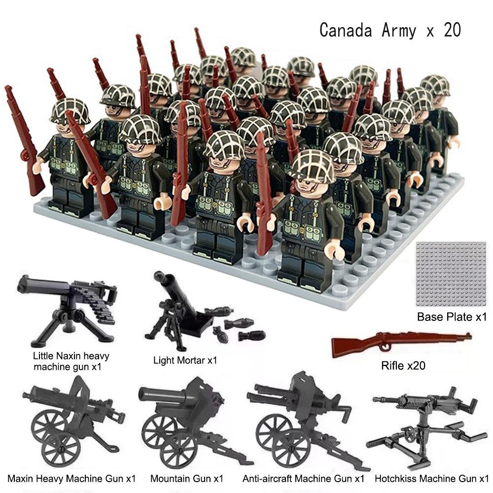 WWII Military Nations Building Block Set: Italian, German, British Figures Assembly