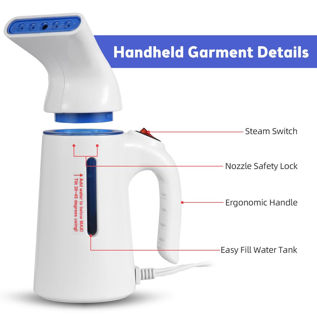 Portable Handheld Garment Steamer 120ml Capacity 700W Auto Shut-Off Steamer for Clothes Removes Wrinkles On Clothes and Fabric