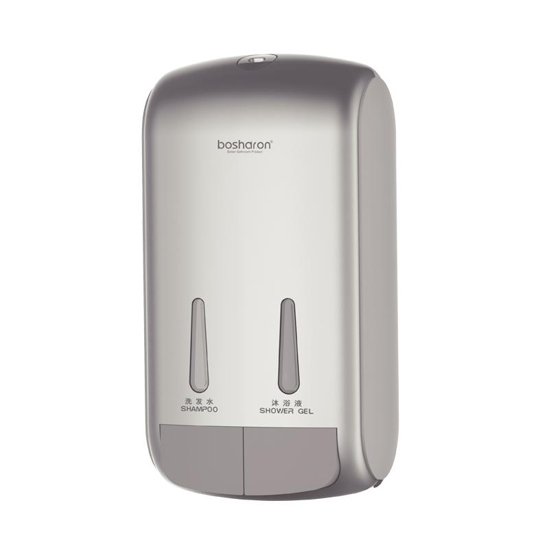 Professional Hotel 400ML*2 Wall Mounted Shampoo Shower Gel Double Soap Dispenser ABS Plastic Manual for Hotel Bathroom