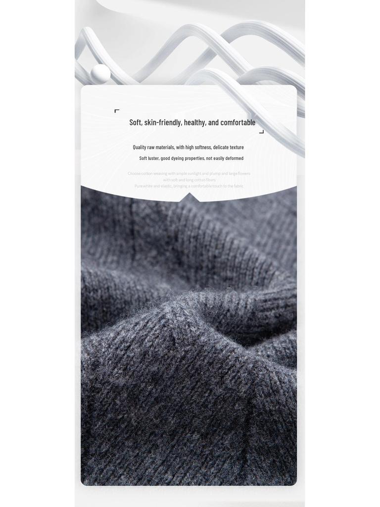 Men's Winter Thick Knit Sweater - Half-High Collar, Middle-Aged Dad Style, Warm & Loose Base Layer.
