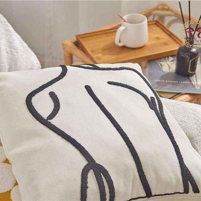Cream Flower Orange Girl Heart Bright Yellow Small Fresh Embroidered Cushion Embroidered Living Room Sofa Pillow