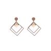 Korean Style Geometric Rhombus Metal Stud Earrings - Fashionable and Versatile