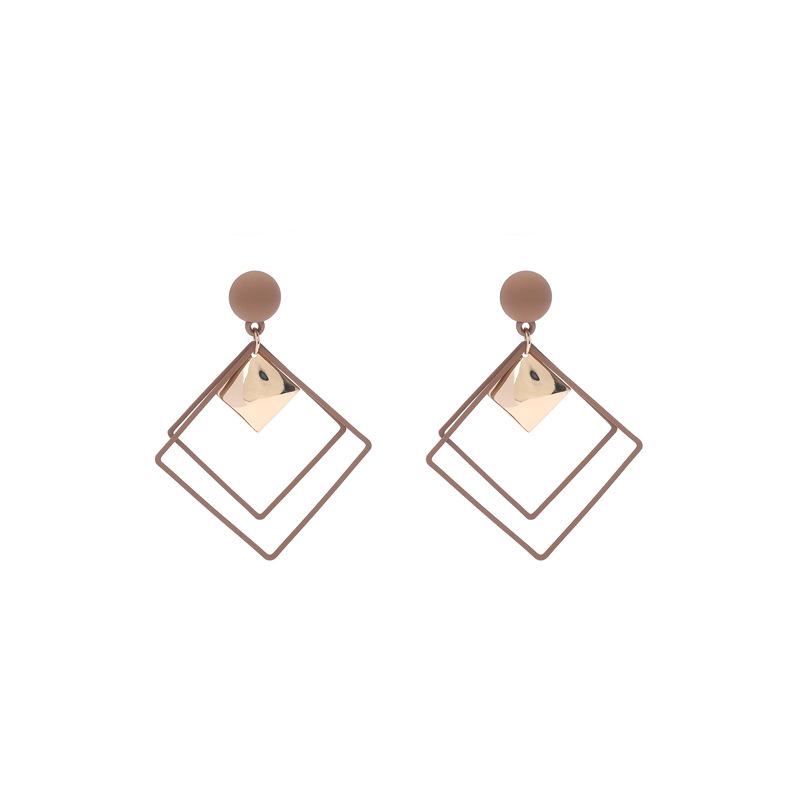Korean Style Geometric Rhombus Metal Stud Earrings - Fashionable and Versatile