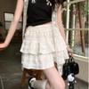 Women's White Lace Puffy Mini Skirt - High-Waisted A-Line Ballet Style, Summer 2026 Collection.