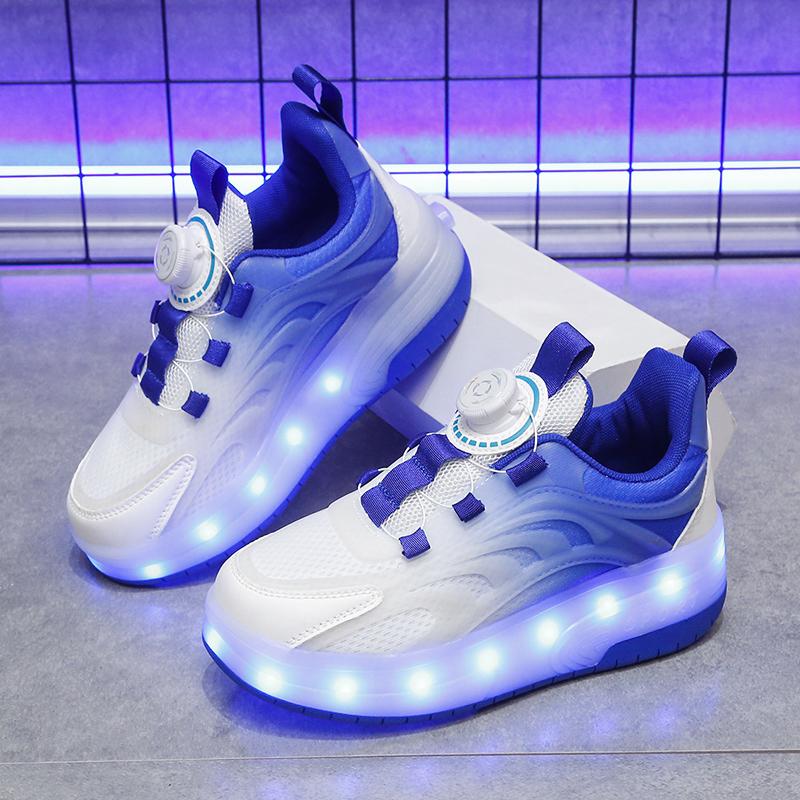 29-38 Αποσπώμενοι Τροχοί Αγόρια/Κορίτσια Διπλοί Τροχοί Φωτεινά Αθλητικά Παπούτσια Μπορούν να Φορτιστούν Αθλητικά Παπούτσια για Πατινάζ Παιδικές Μπότες Πατινάζ με Ρόδες