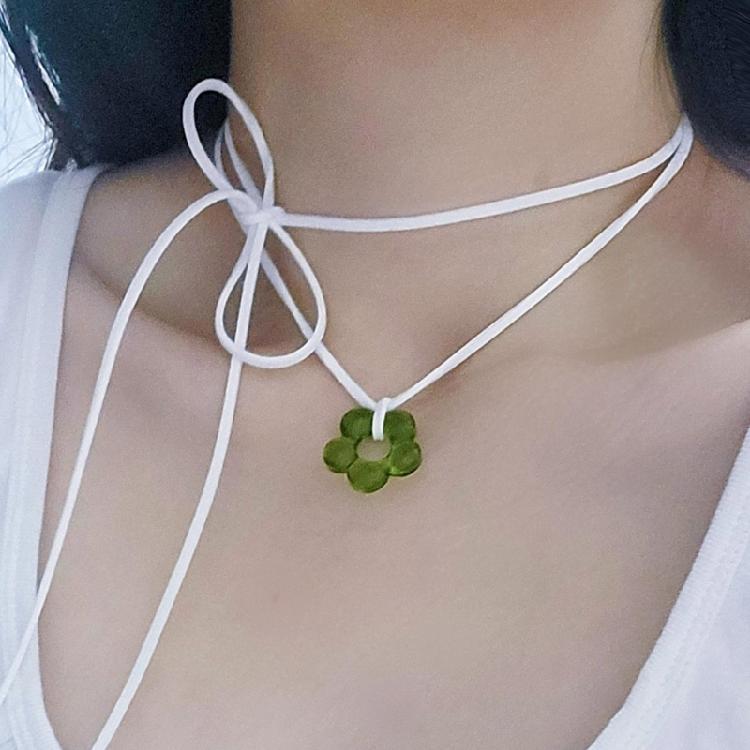 Glass Flower Pendant Necklace Choker Fashion Collar Neck Chain Party Jewelry