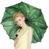 Banana Leaf Umbrella Windproof Three Folding Umbrella Anti-UV Sun Shade Parasol Sunny and Rainy Dual Use Umbrella for Outdoor