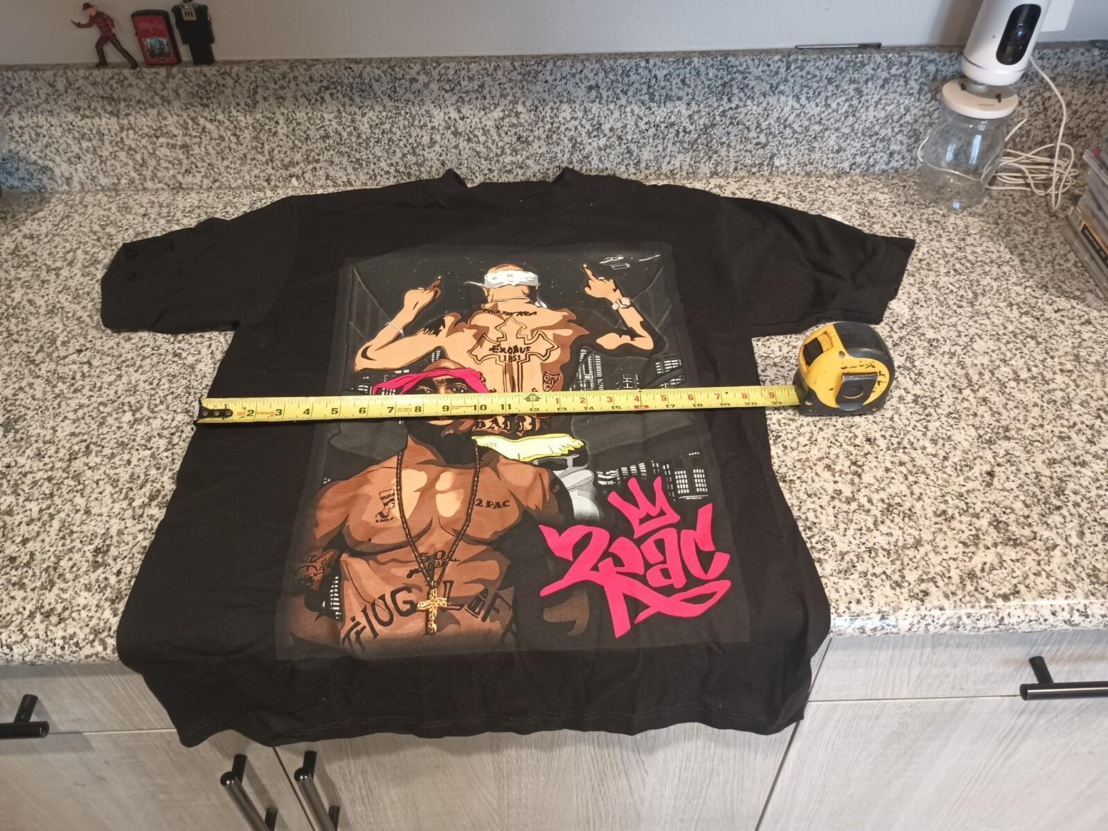 2Pac Street Art Heavyweight Black Graphic T-Shirt XXXL