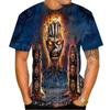Men's fashionable skull 3D print T-shirt, trendy digital round neck short-sleeved casual top, street style.