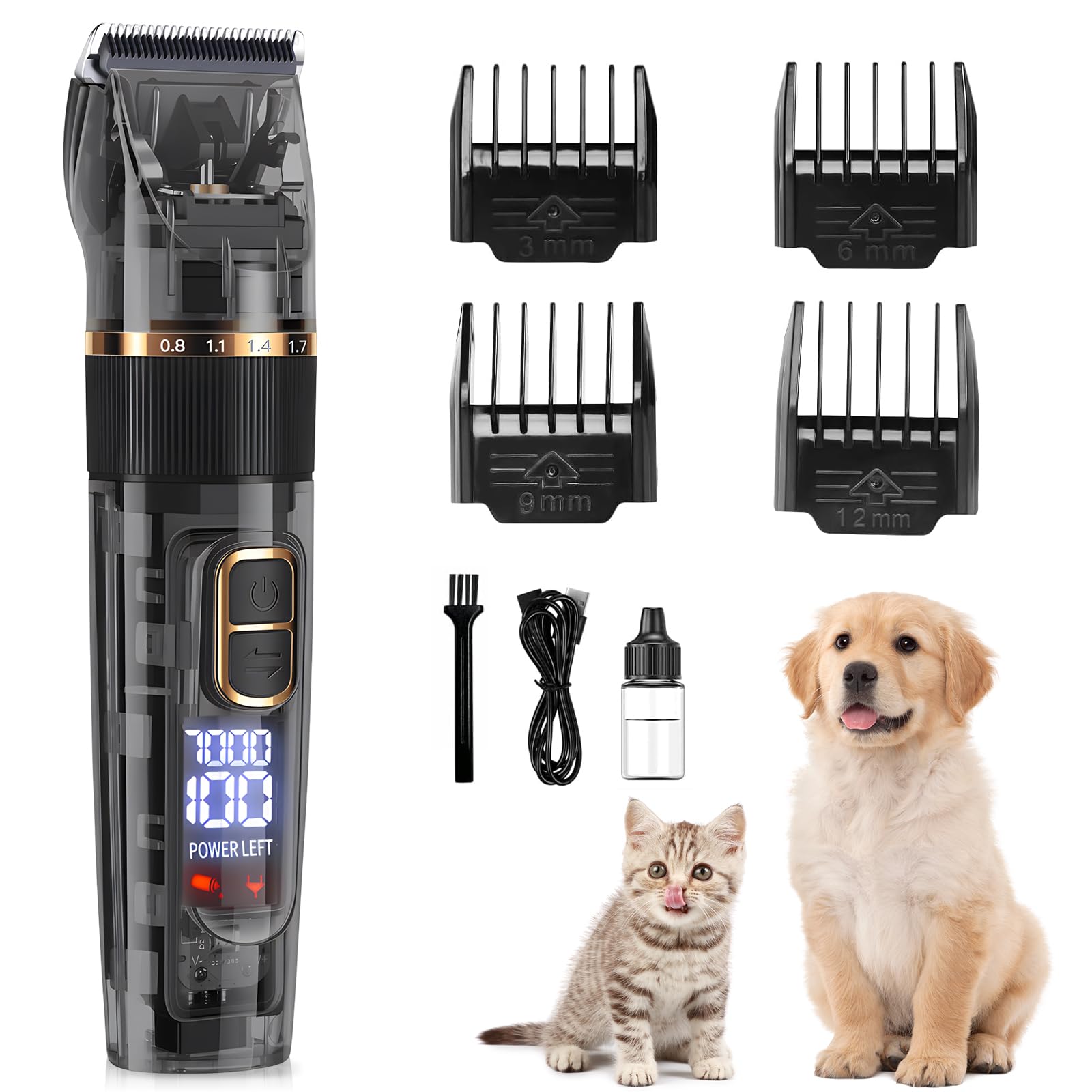 

Caseeto Pet Cat Dog Electric Pet Grooming Full Body Trimming Sharp Подходит для 3 скоростей 5 регулируемых высот стрижки Поставляется с 4 может быть полностью