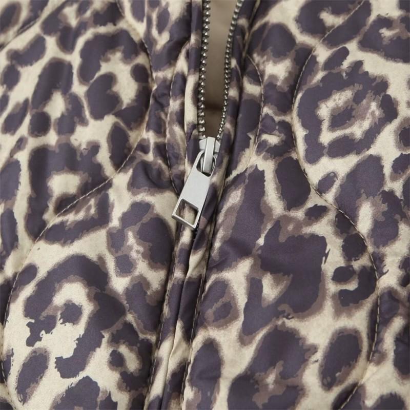 Womens Winter Warm Cotton Padded Jacket Loose Fit Round Neck Zipper Front With Large Pockets