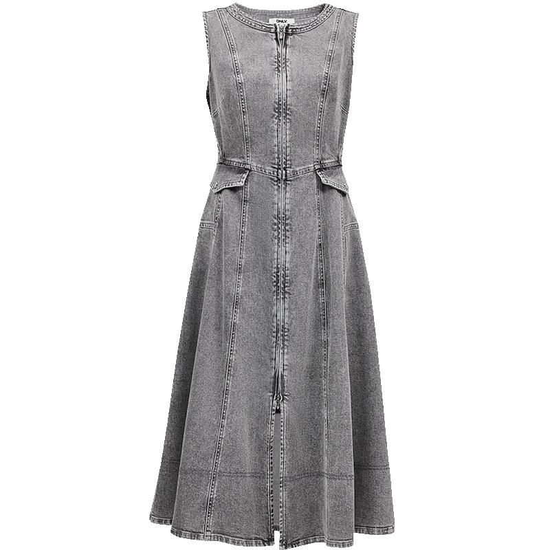 ONLY 2025 Fall Washed Two-Way Zipper Sleeveless Denim Dress