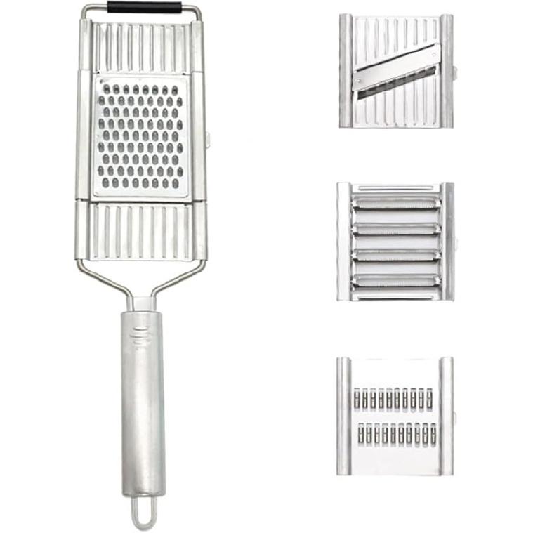 Multi-purpose Vegetable Slicer, Portable Stainless Steel Vegetable Cutter, 3-in-1 Manual Food Chopper, Adjustable Kitchen Tool for Onion Vegetable