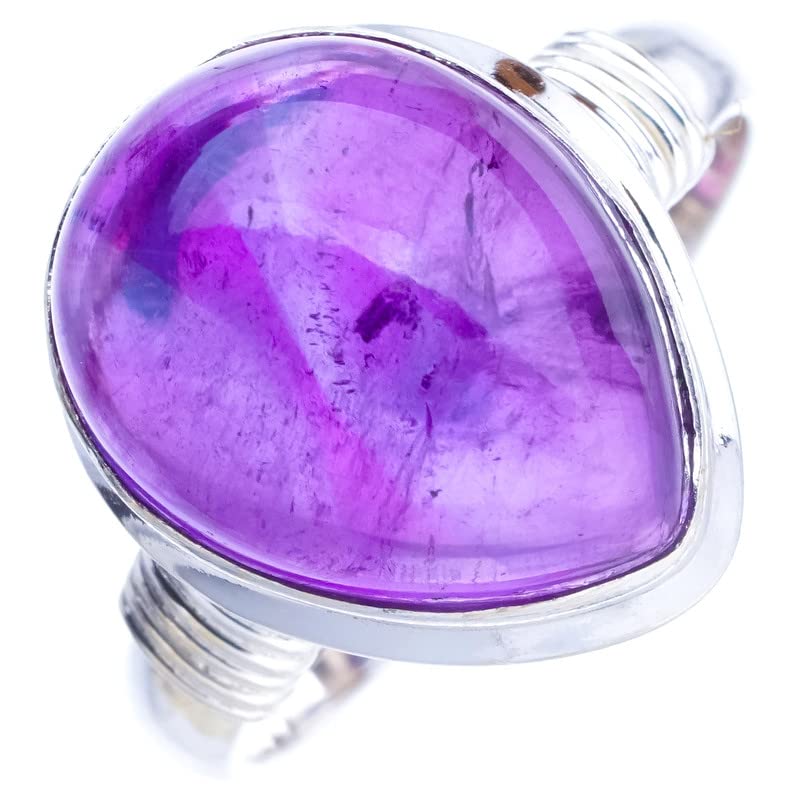 

StarGems Natural Amethyst Handmade 925 Sterling Silver Ring 9 E9279